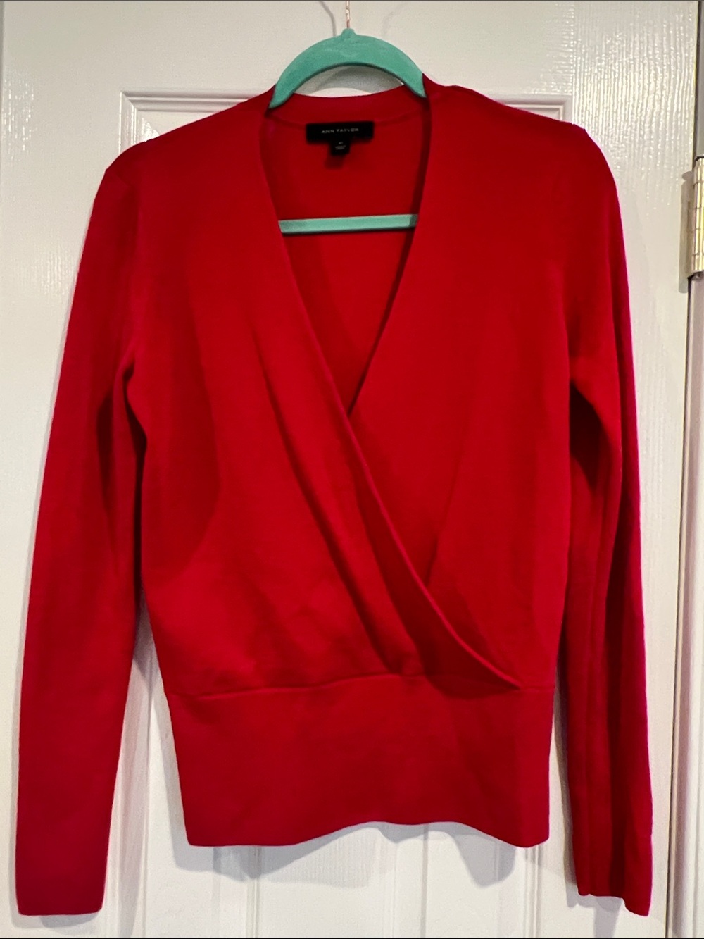 Ann Taylor Red V-Neck Surplice Wrap Sweater - XS